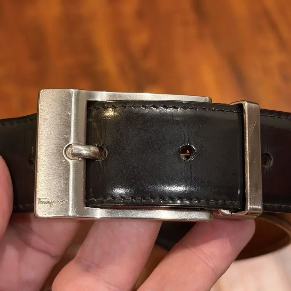 Salvatore Ferragamo Reversible Brown Black Leather 36” Men's Belt